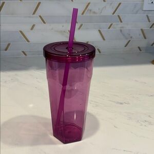 Pink Tumbler with Straw